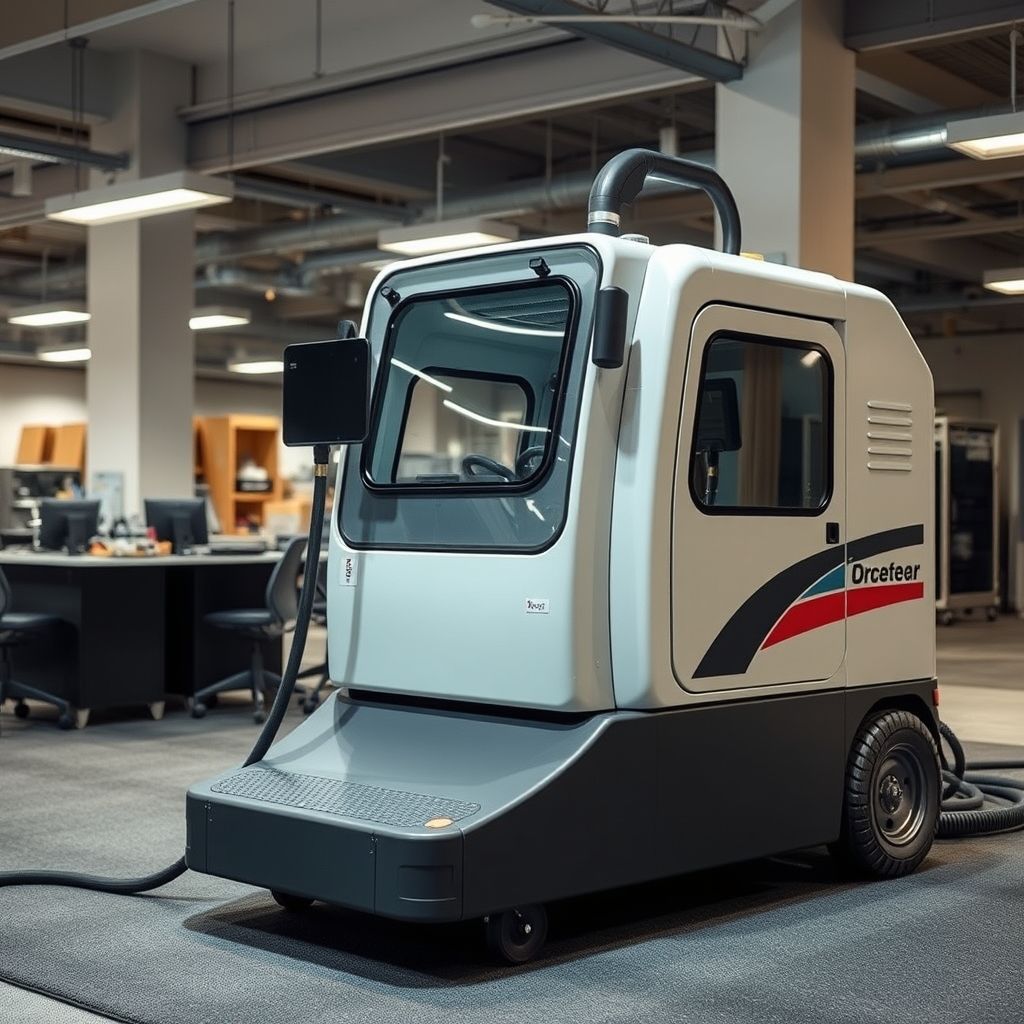 Une machine professionnelle agit sur un tapis dans un espace commercial, garantissant un environnement accueillant et propre.