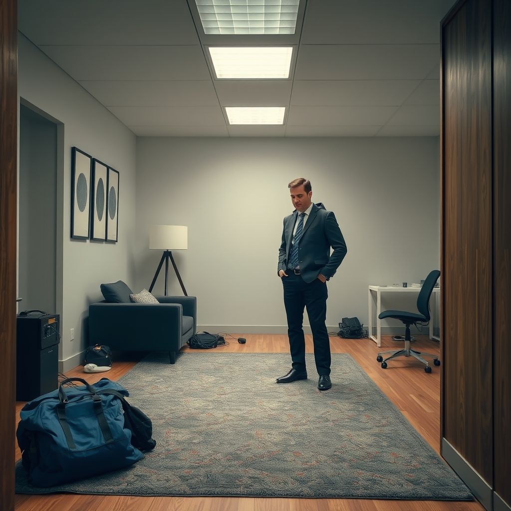 Un professionnel en tenue travaille à nettoyer un tapis dans un intérieur chaleureux, démontrant soin et minutie.